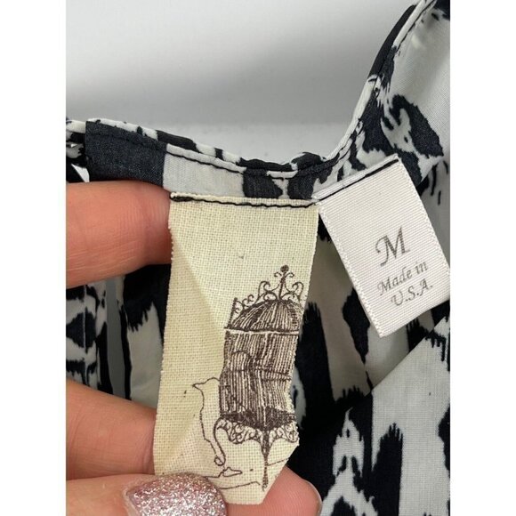 Francesca's Sz M Layered Black Contrast Aztec Print ikat Blouse Tank Top - Picture 5 of 6